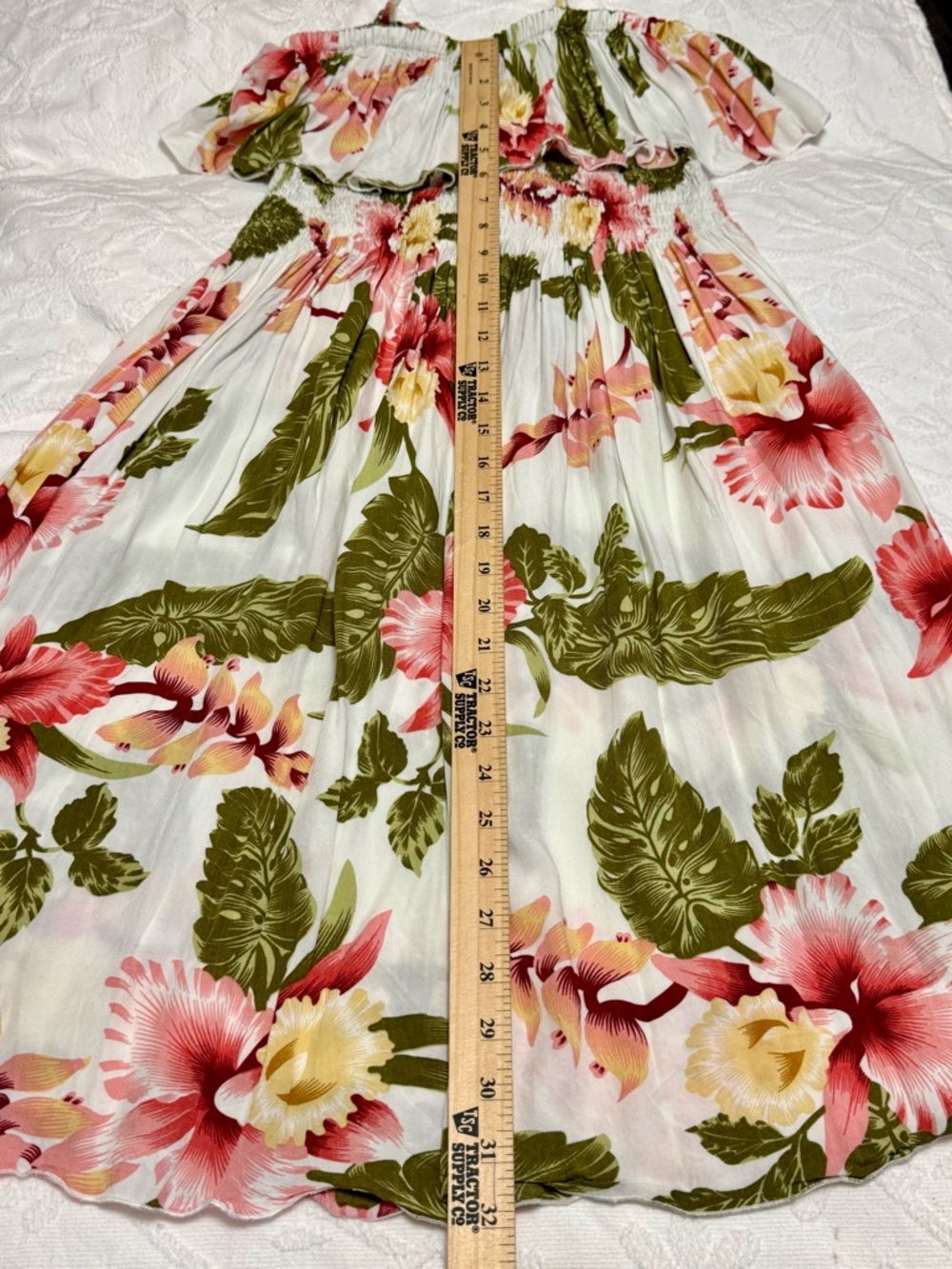 VTG Y2K Handmade Hawaii Mini Off Shoulder Dress Rayon Floral Boho Resort OS EUC - Picture 9 of 13